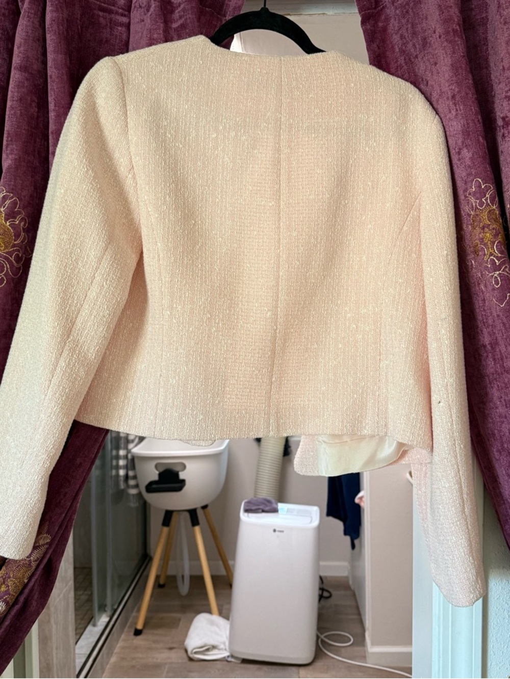 Zara Pale Pink Tweed Boxy Blazer - Picture 3 of 4